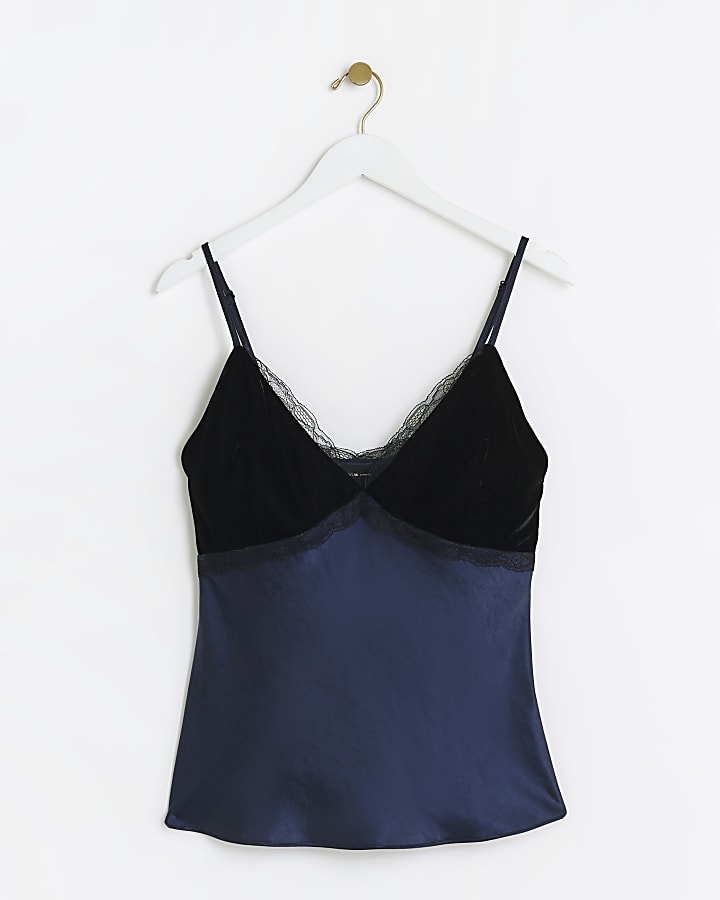 Navy RI Studio satin cami top