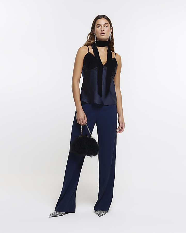 Navy RI Studio satin cami top