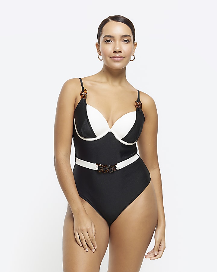 Black belted swimsuit