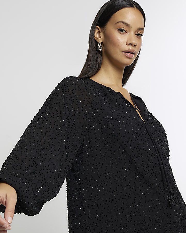 Black pearl long sleeve blouse