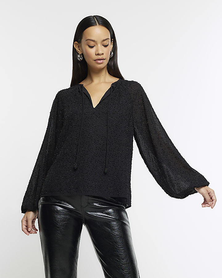 Black pearl long sleeve blouse