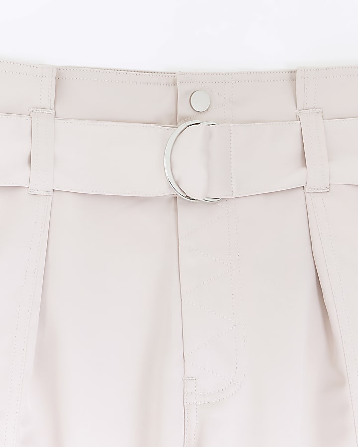 Pink satin paperbag cargo trousers