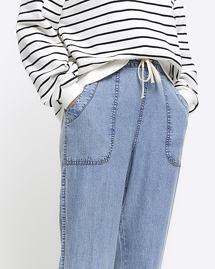 Blue lyocell cuffed joggers