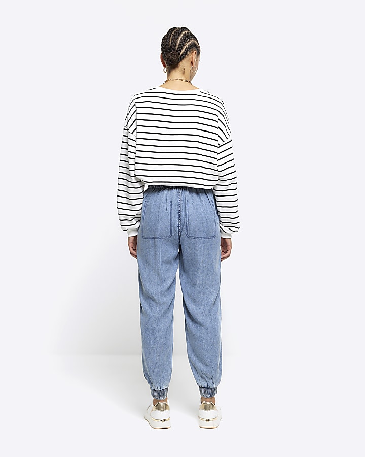Blue lyocell cuffed joggers