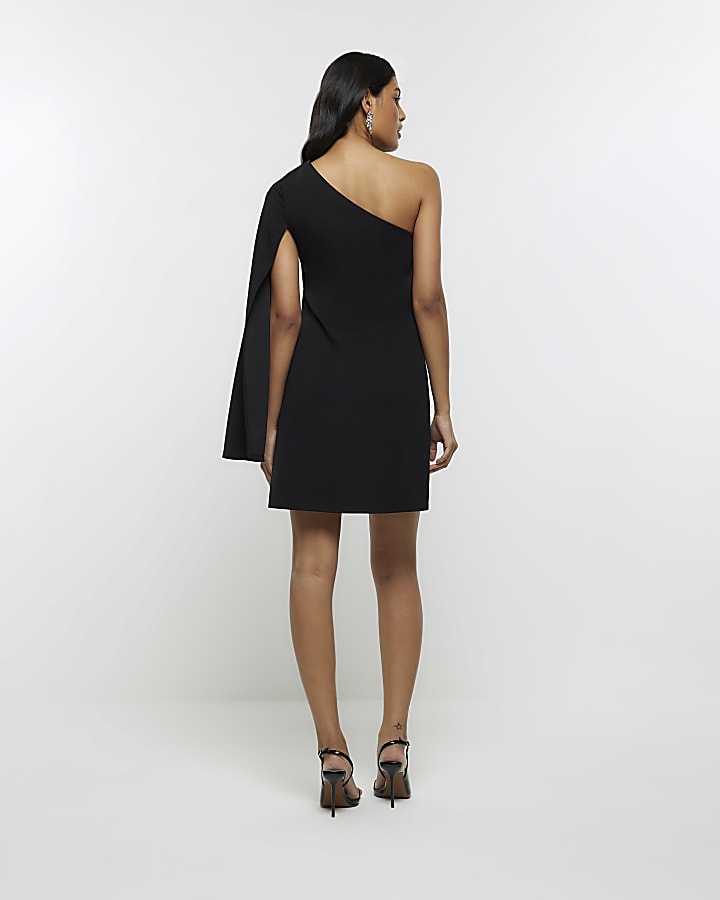 Black cape detail bodycon mini dress