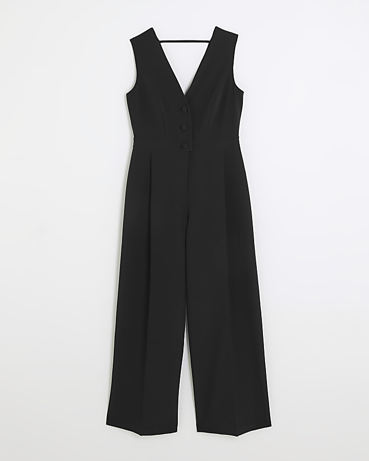 Black bow blazer jumpsuit