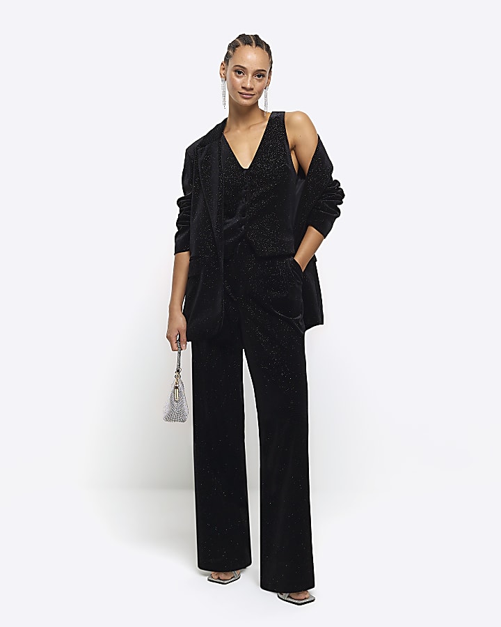 Black velvet sparkle waistcoat