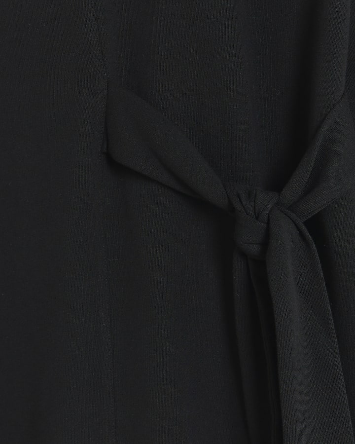 Black Side Tie Sweat Mini Dress