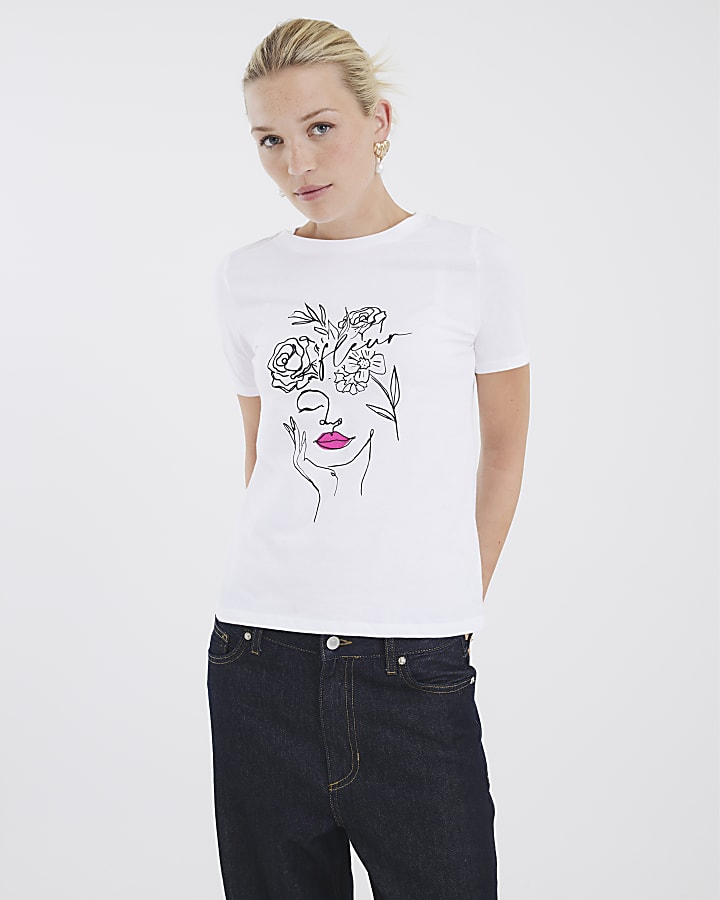 White Short Sleeve Fleur Graphic T-shirt