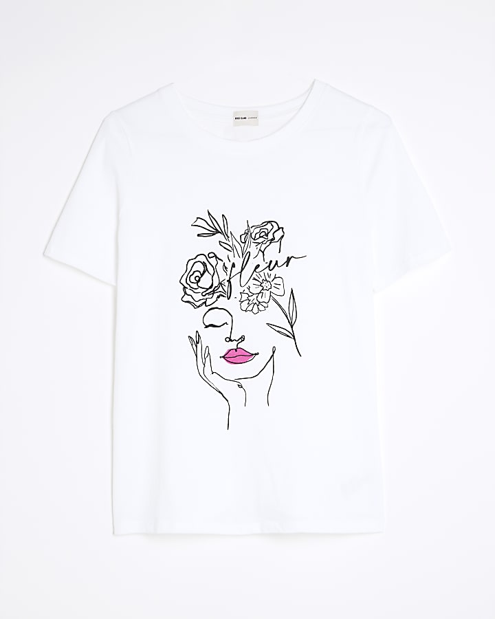 White Short Sleeve Fleur Graphic T-shirt