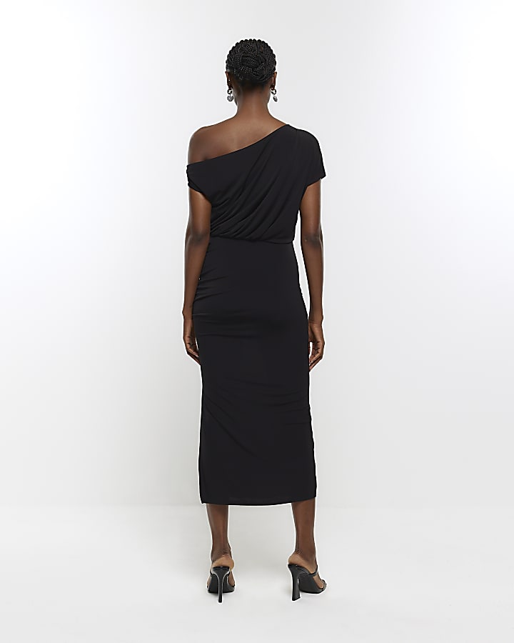 Black Drape Midi Dress