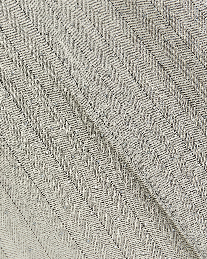 Grey stripe diamante straight trousers