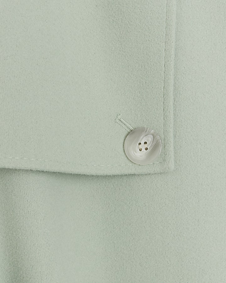 Green belted longline trench coat