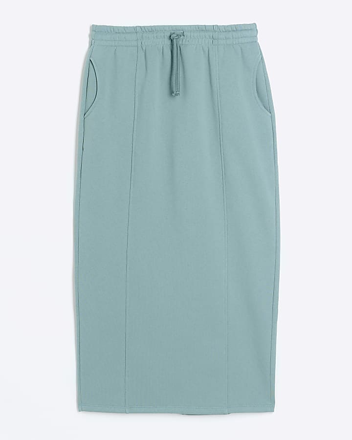 Blue sweat midi skirt