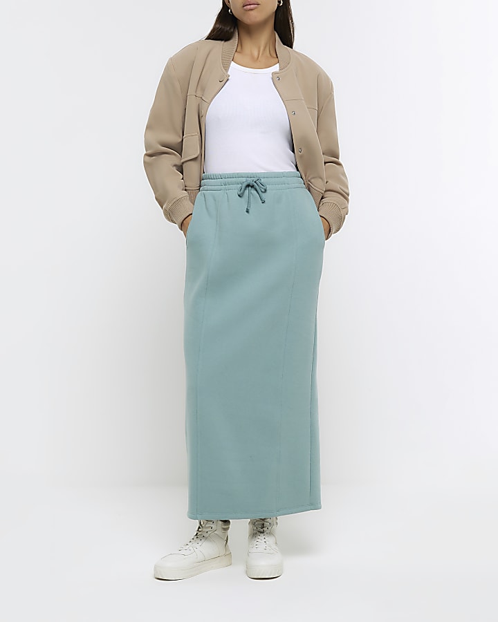 Blue sweat midi skirt