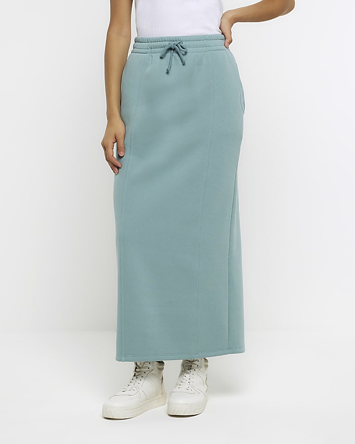 Blue sweat midi skirt