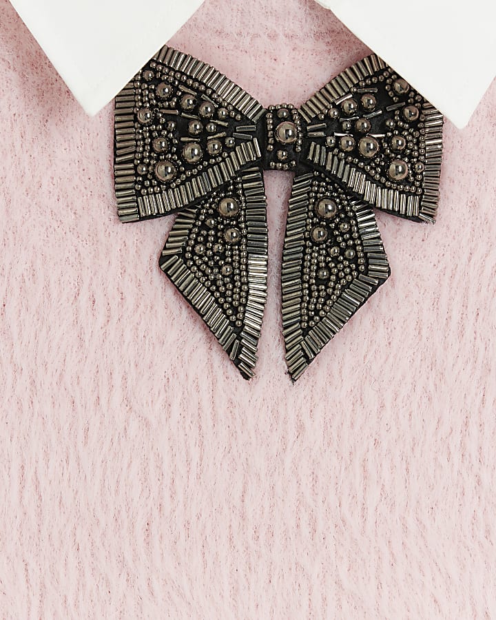 Pink fluffy bow hybrid jumper
