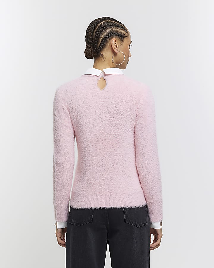 Pink fluffy bow hybrid jumper