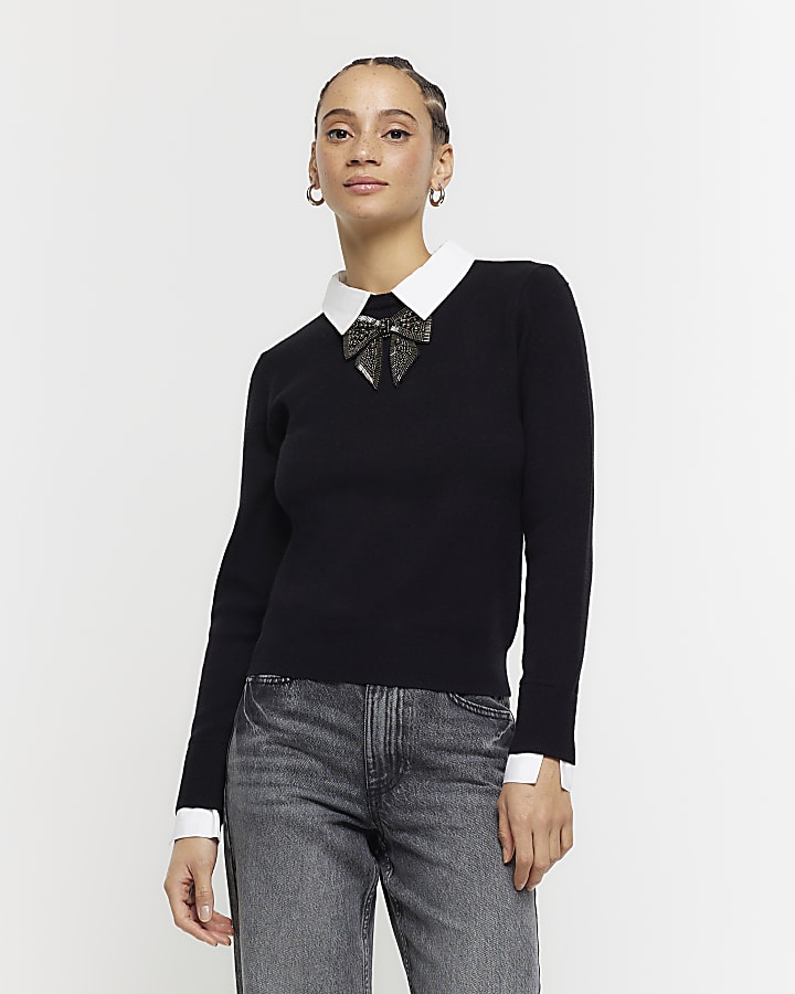 Black jumper river island best sale