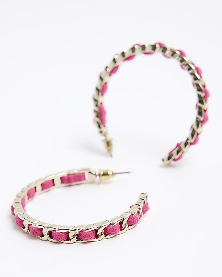 Pink velvet hoops