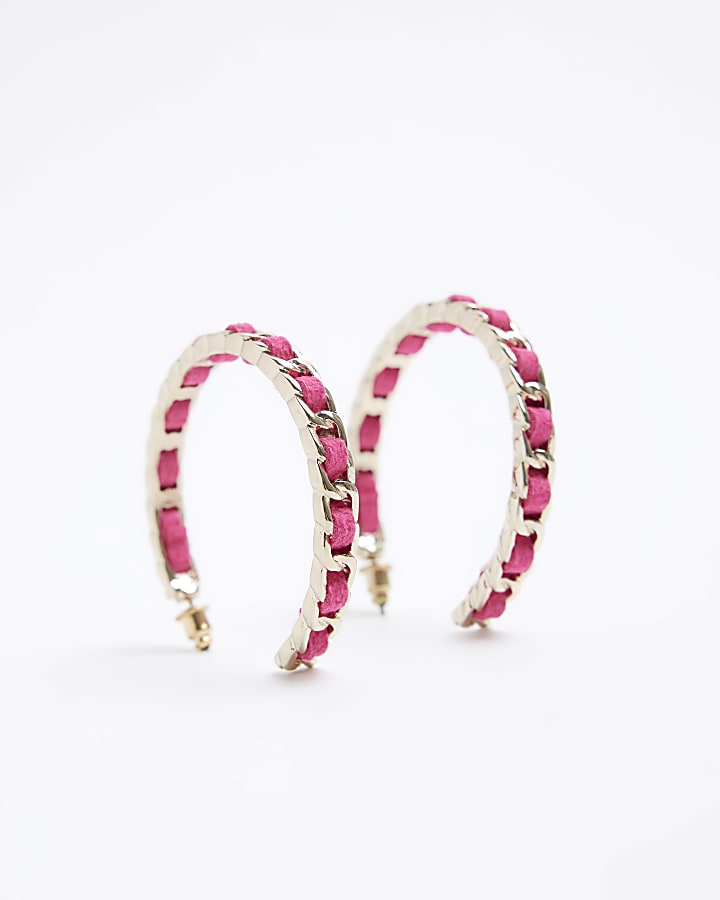 Pink velvet hoops