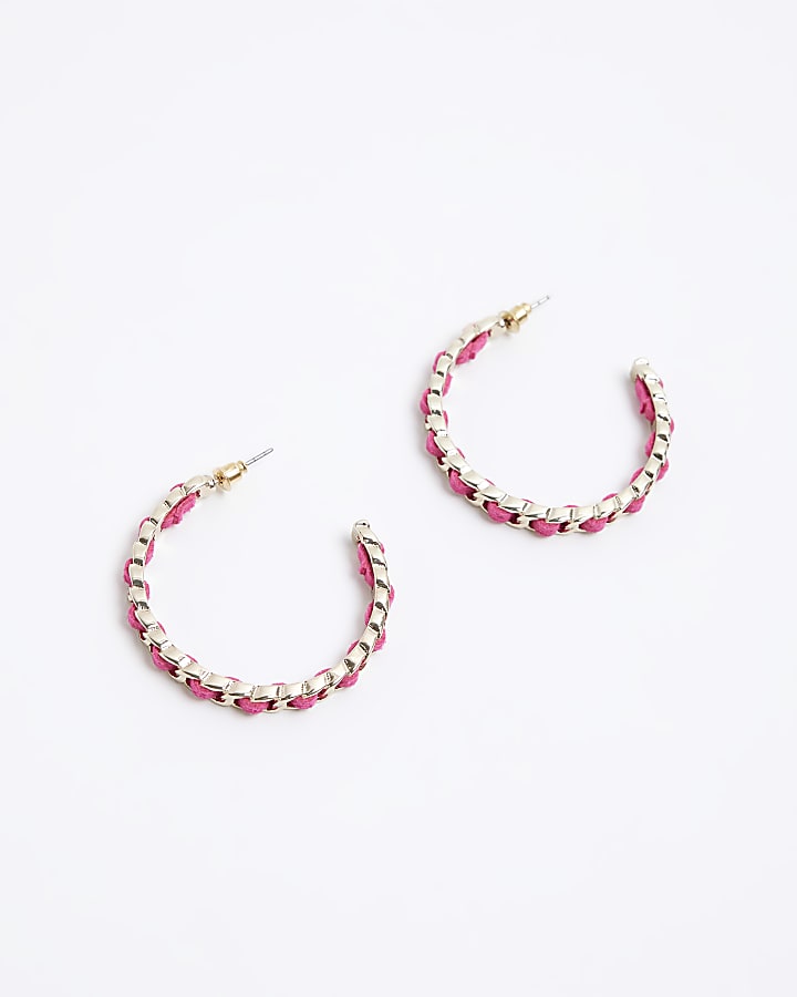 Pink velvet hoops