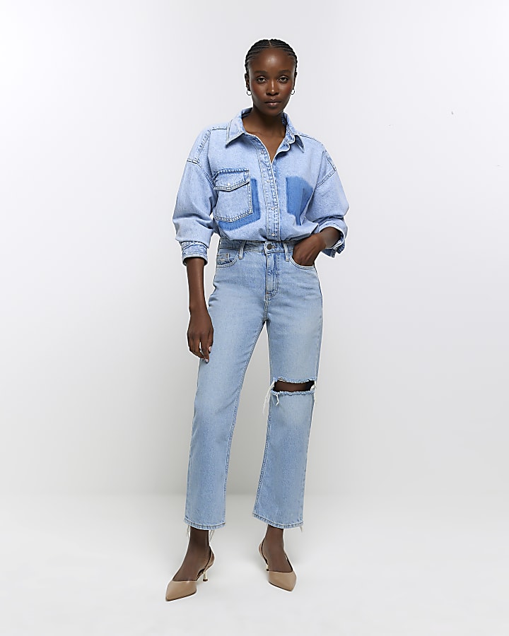 Straight jeans cropped store