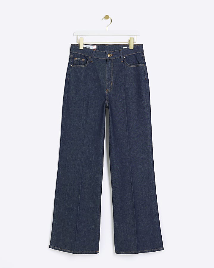Blue high waisted wide leg jeans