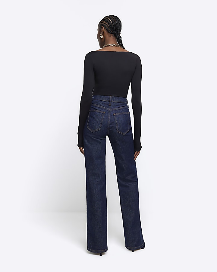 Blue high waisted wide leg jeans