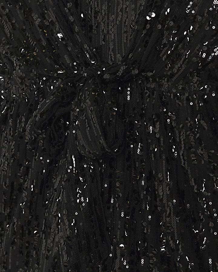 Black sequin long sleeve playsuit