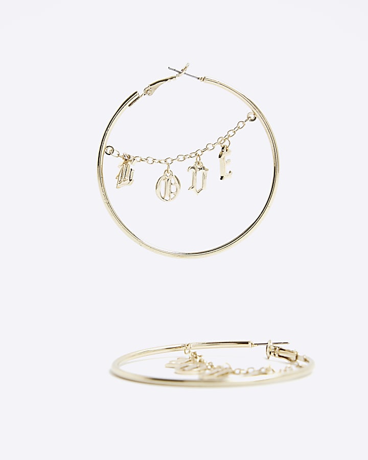 Gold Love Hoop Earrings