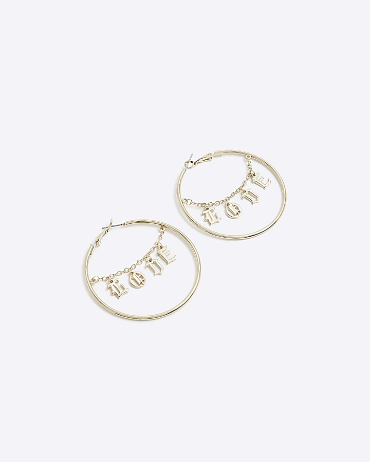 Gold Love Hoop Earrings