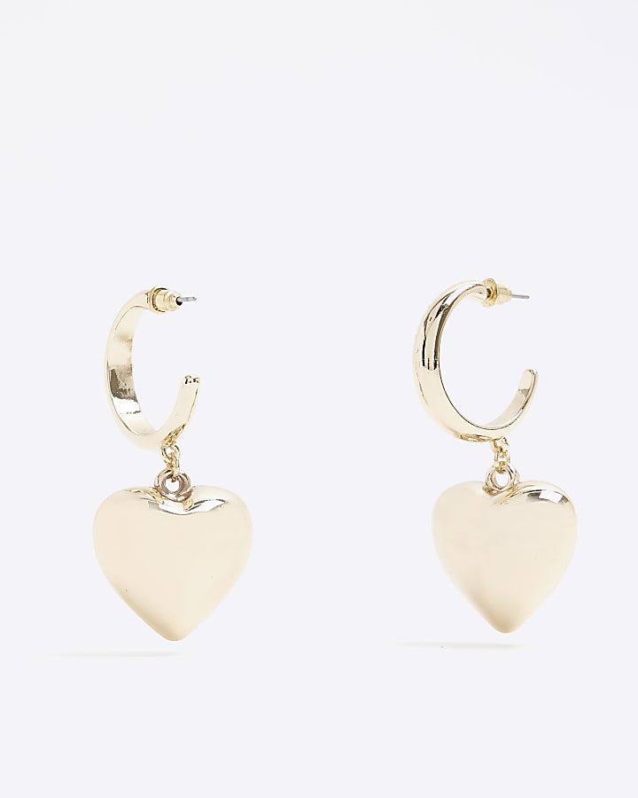 Gold heart hoop earrings
