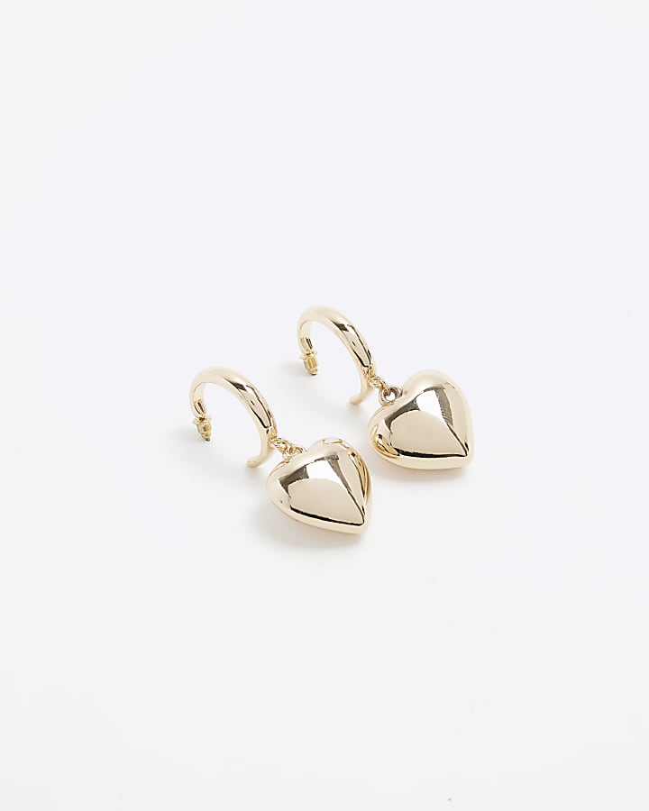 Gold heart hoop earrings