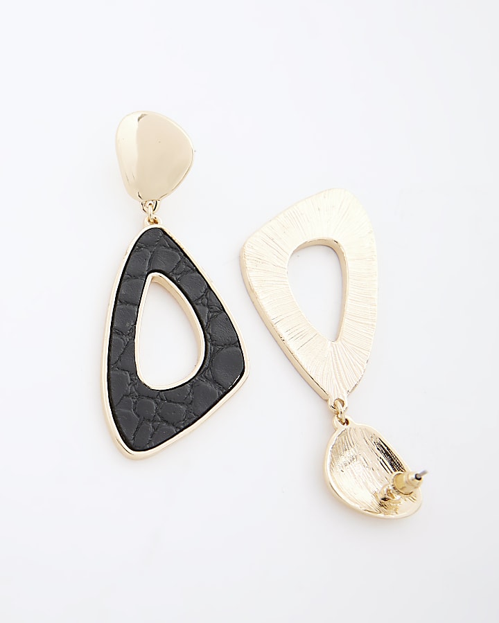 Gold asymmetric drop earrings