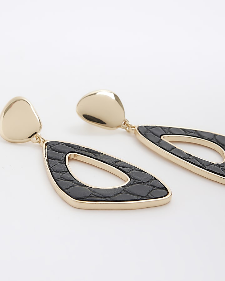 Gold asymmetric drop earrings