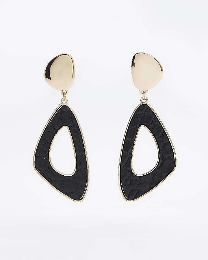 Gold asymmetric drop earrings