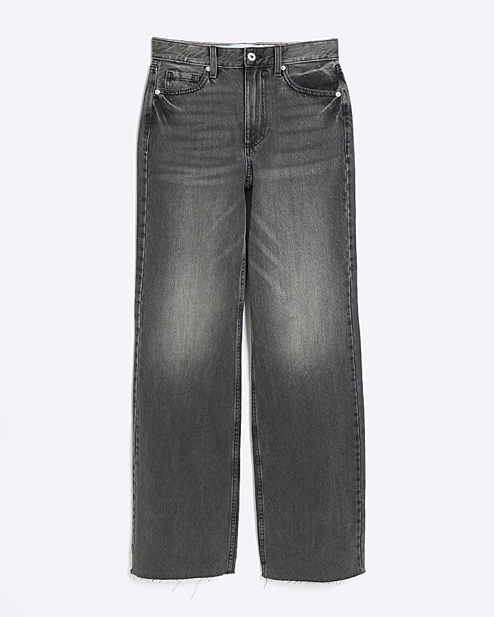 Black high waisted relaxed straight fit jeans