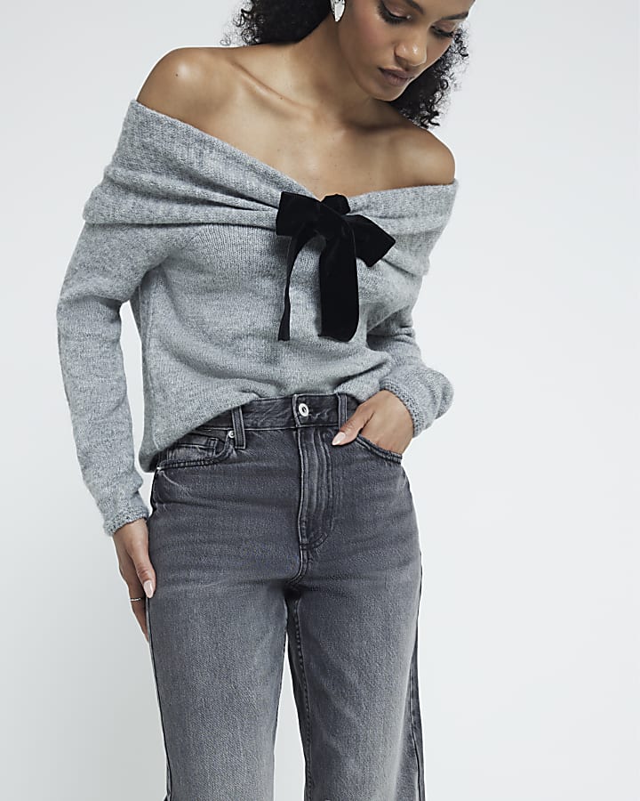 Black high waisted relaxed straight fit jeans