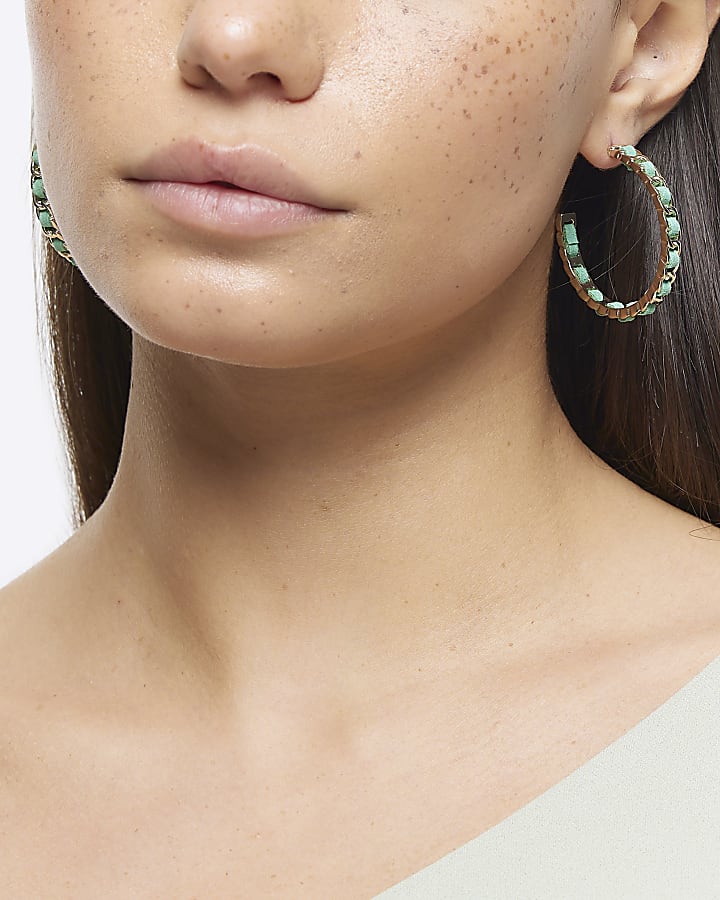 Blue velvet hoop earrings