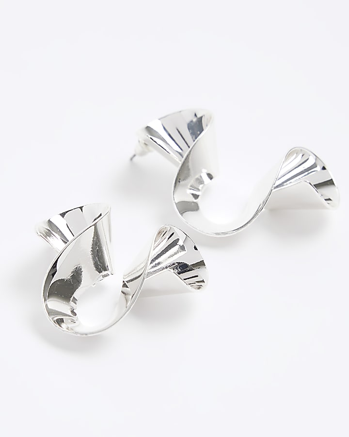 Silver Twist Stud Earrings