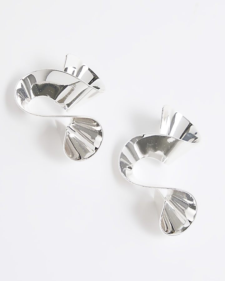 Silver Twist Stud Earrings