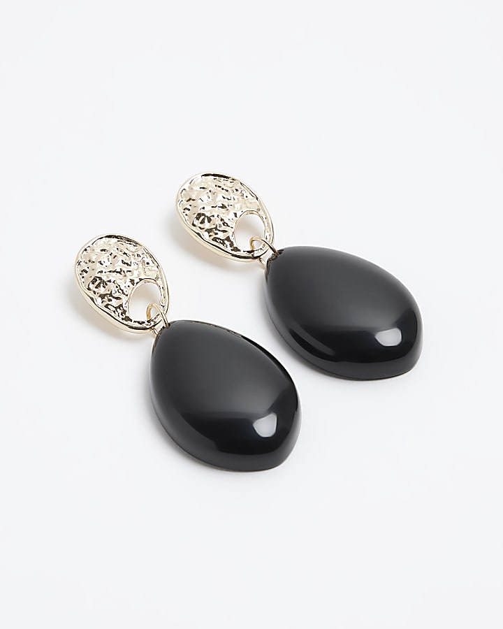Black diamante drop earrings