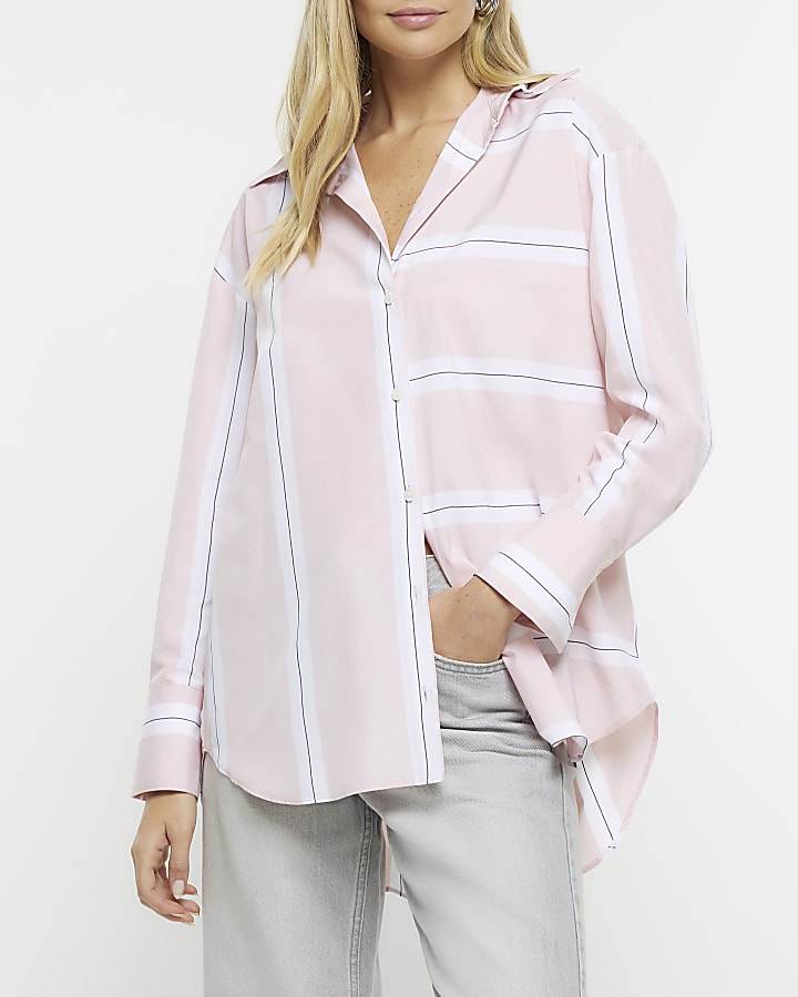 Pink stripe long sleeve shirt