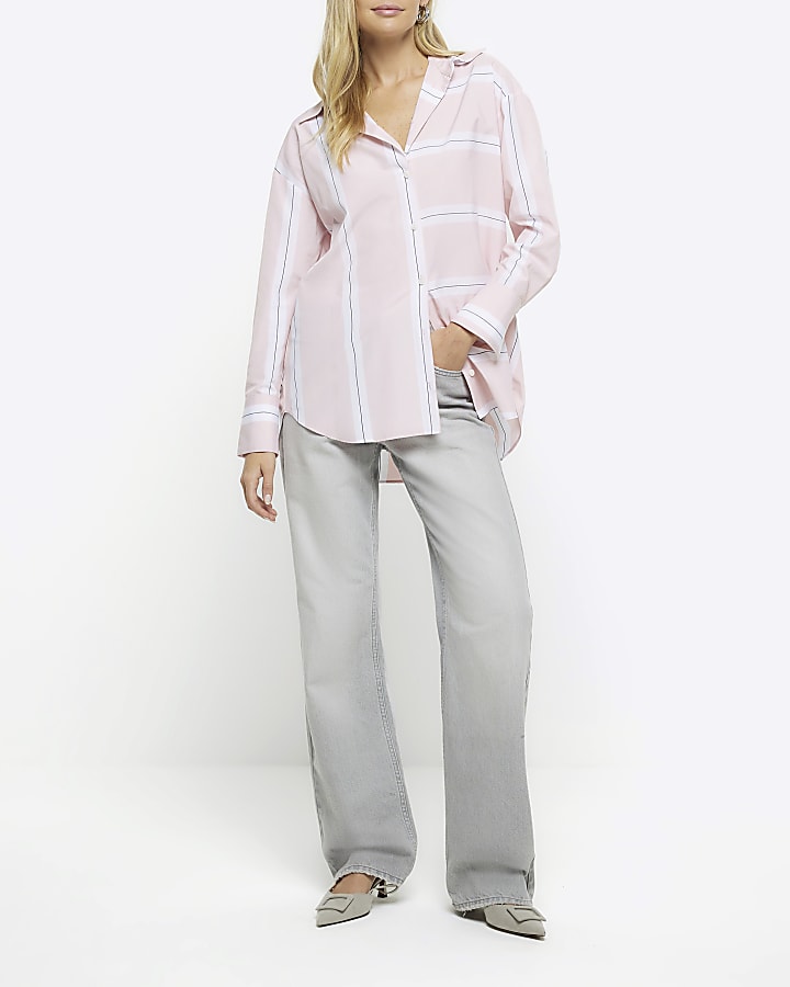 Pink stripe long sleeve shirt