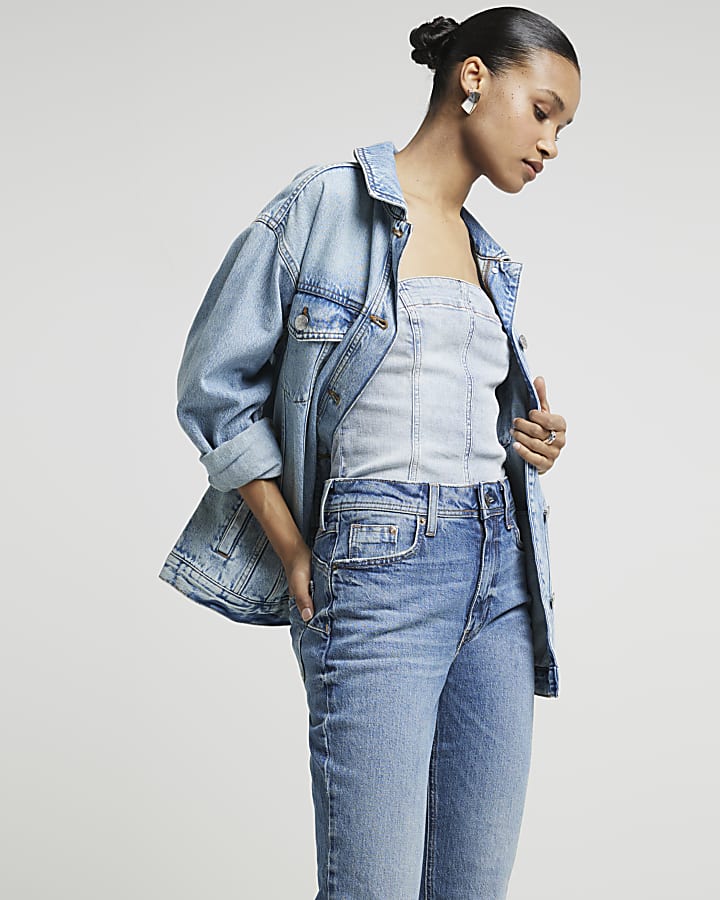 Blue high waisted bum sculpt mom jeans