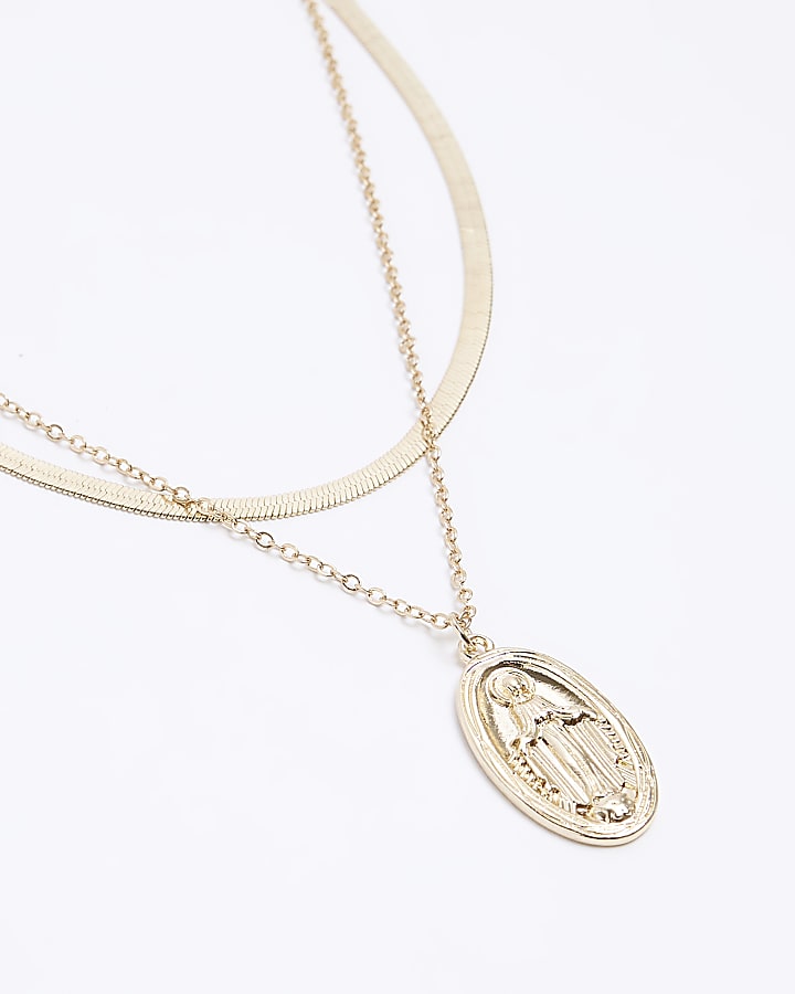 Gold Coin Multirow Necklace