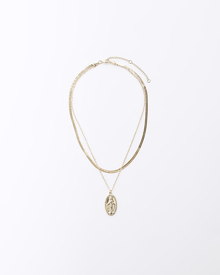 Gold Coin Multirow Necklace