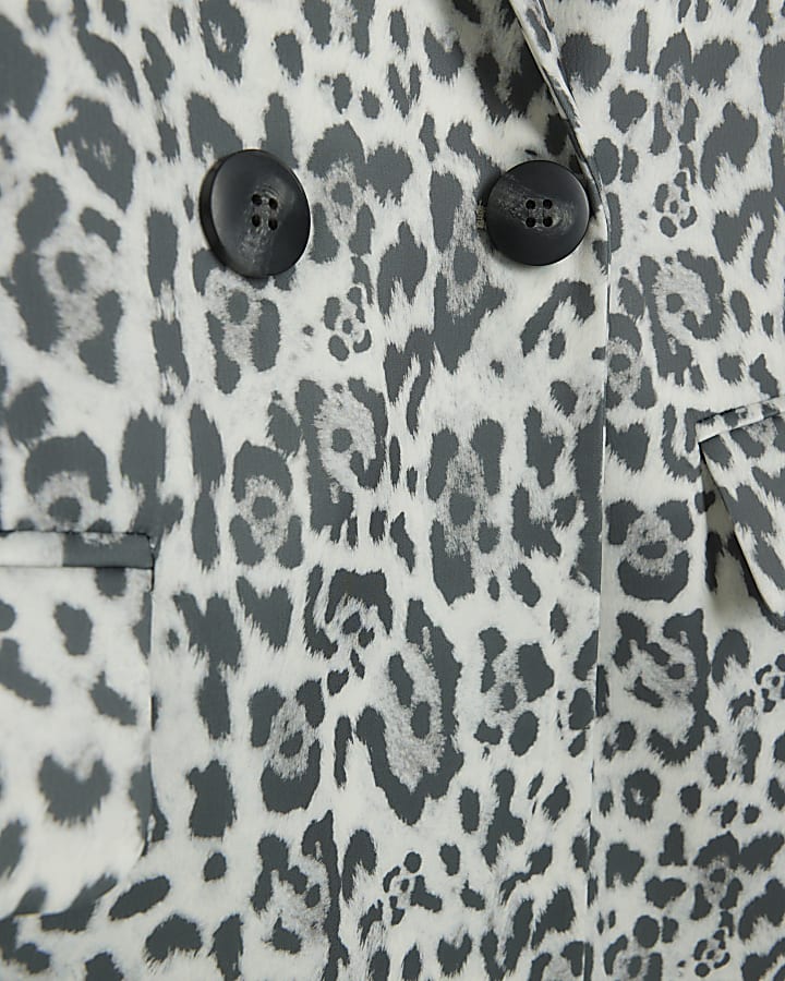 Grey leopard print blazer