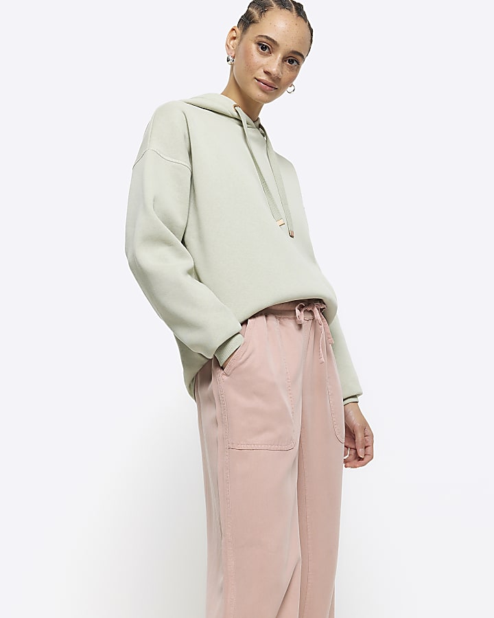 Pink lyocell cuffed joggers